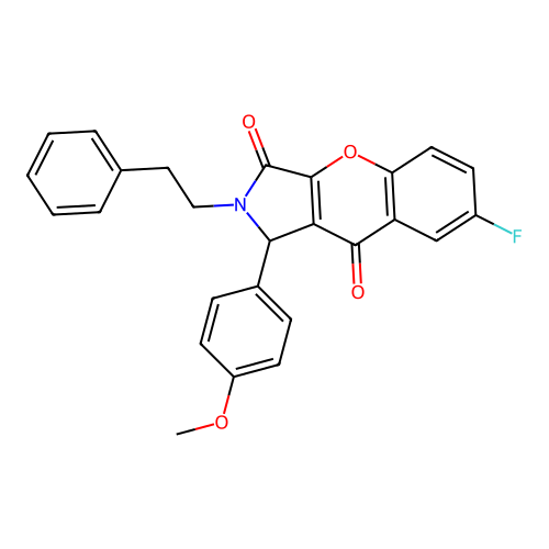 7-fluoro-1-(4-methoxyphenyl)-2-(2-phenylethyl)-1,2-dihydrochromeno[2,3-c]pyrrole-3,9-dione structure
