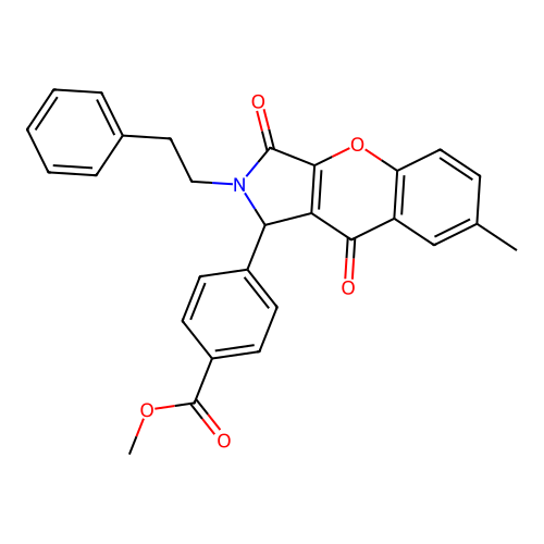 methyl 4-[7-methyl-3,9-dioxo-2-(2-phenylethyl)-1,2,3,9-tetrahydrochromeno[2,3-c]pyrrol-1-yl]benzoate structure