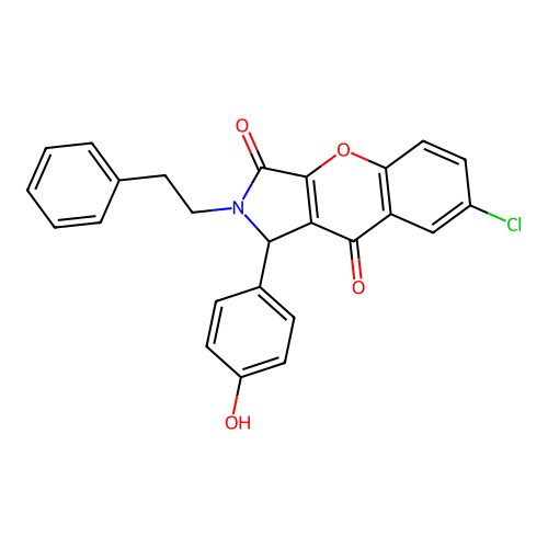 7-chloro-1-(4-hydroxyphenyl)-2-(2-phenylethyl)-1,2-dihydrochromeno[2,3-c]pyrrole-3,9-dione structure