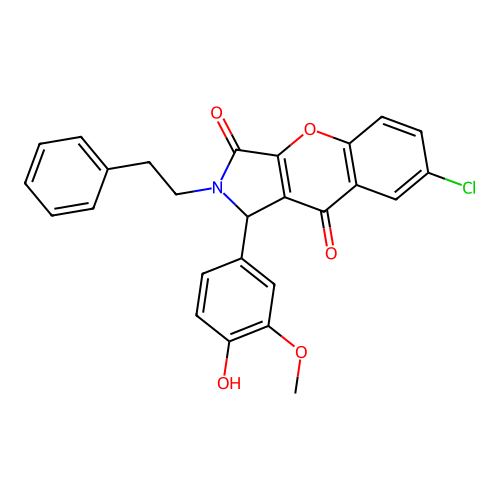 7-chloro-1-(4-hydroxy-3-methoxyphenyl)-2-(2-phenylethyl)-1,2-dihydrochromeno[2,3-c]pyrrole-3,9-dione structure