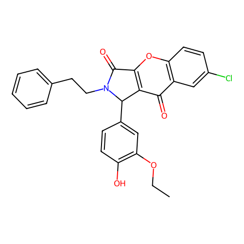 7-chloro-1-(3-ethoxy-4-hydroxyphenyl)-2-(2-phenylethyl)-1,2-dihydrochromeno[2,3-c]pyrrole-3,9-dione structure