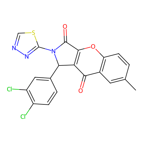 1-(3,4-dichlorophenyl)-7-methyl-2-(1,3,4-thiadiazol-2-yl)-1,2-dihydrochromeno[2,3-c]pyrrole-3,9-dione structure