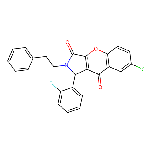 7-chloro-1-(2-fluorophenyl)-2-(2-phenylethyl)-1,2-dihydrochromeno[2,3-c]pyrrole-3,9-dione structure