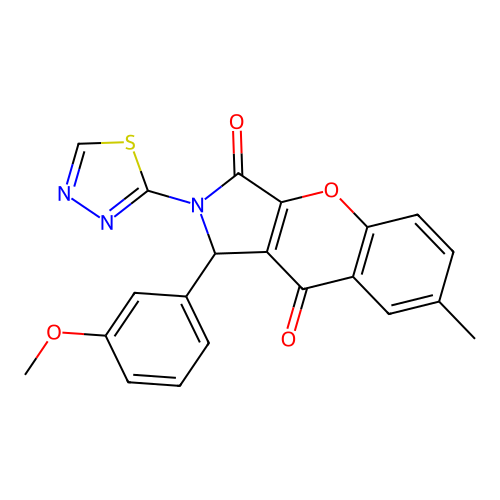 1-(3-methoxyphenyl)-7-methyl-2-(1,3,4-thiadiazol-2-yl)-1,2-dihydrochromeno[2,3-c]pyrrole-3,9-dione structure