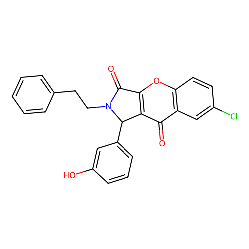 7-chloro-1-(3-hydroxyphenyl)-2-(2-phenylethyl)-1,2-dihydrochromeno[2,3-c]pyrrole-3,9-dione structure
