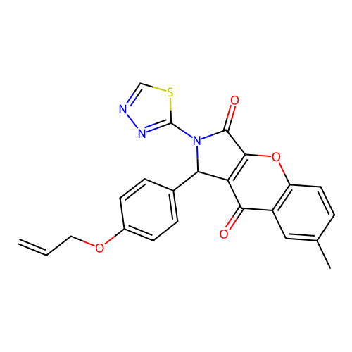 7-methyl-1-[4-(prop-2-en-1-yloxy)phenyl]-2-(1,3,4-thiadiazol-2-yl)-1,2-dihydrochromeno[2,3-c]pyrrole-3,9-dione structure