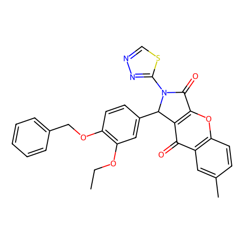 1-(3-ethoxy-4-phenylmethoxyphenyl)-7-methyl-2-(1,3,4-thiadiazol-2-yl)-1H-chromeno[2,3-c]pyrrole-3,9-dione structure
