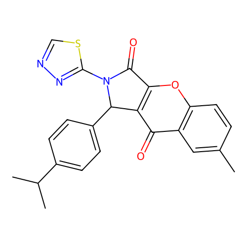 7-methyl-1-[4-(propan-2-yl)phenyl]-2-(1,3,4-thiadiazol-2-yl)-1,2-dihydrochromeno[2,3-c]pyrrole-3,9-dione structure