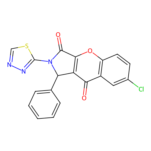 7-chloro-1-phenyl-2-(1,3,4-thiadiazol-2-yl)-1,2-dihydrochromeno[2,3-c]pyrrole-3,9-dione structure