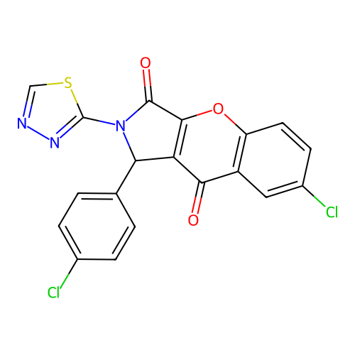 7-chloro-1-(4-chlorophenyl)-2-(1,3,4-thiadiazol-2-yl)-1,2-dihydrochromeno[2,3-c]pyrrole-3,9-dione structure