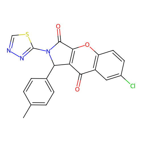 7-chloro-1-(4-methylphenyl)-2-(1,3,4-thiadiazol-2-yl)-1,2-dihydrochromeno[2,3-c]pyrrole-3,9-dione structure