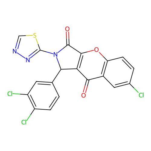 7-chloro-1-(3,4-dichlorophenyl)-2-(1,3,4-thiadiazol-2-yl)-1,2-dihydrochromeno[2,3-c]pyrrole-3,9-dione structure