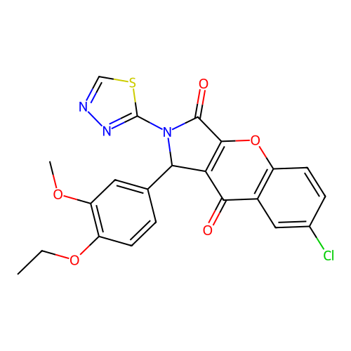 7-chloro-1-(4-ethoxy-3-methoxyphenyl)-2-(1,3,4-thiadiazol-2-yl)-1,2-dihydrochromeno[2,3-c]pyrrole-3,9-dione structure