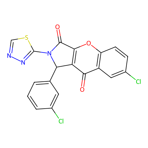 7-chloro-1-(3-chlorophenyl)-2-(1,3,4-thiadiazol-2-yl)-1,2-dihydrochromeno[2,3-c]pyrrole-3,9-dione structure