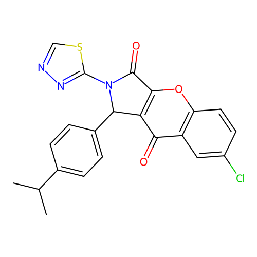7-chloro-1-(4-isopropylphenyl)-2-(1,3,4-thiadiazol-2-yl)-1,2-dihydrochromeno[2,3-c]pyrrole-3,9-dione structure