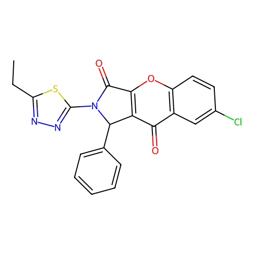 7-chloro-2-(5-ethyl-1,3,4-thiadiazol-2-yl)-1-phenyl-1,2-dihydrochromeno[2,3-c]pyrrole-3,9-dione structure