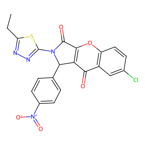 7-chloro-2-(5-ethyl-1,3,4-thiadiazol-2-yl)-1-(4-nitrophenyl)-1,2-dihydrochromeno[2,3-c]pyrrole-3,9-dione structure