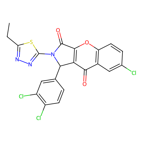 7-chloro-1-(3,4-dichlorophenyl)-2-(5-ethyl-1,3,4-thiadiazol-2-yl)-1,2-dihydrochromeno[2,3-c]pyrrole-3,9-dione structure