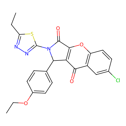 7-chloro-1-(4-ethoxyphenyl)-2-(5-ethyl-1,3,4-thiadiazol-2-yl)-1,2-dihydrochromeno[2,3-c]pyrrole-3,9-dione structure