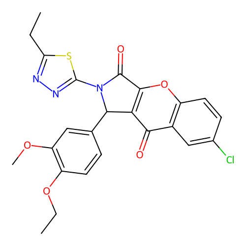 7-chloro-1-(4-ethoxy-3-methoxyphenyl)-2-(5-ethyl-1,3,4-thiadiazol-2-yl)-1,2-dihydrochromeno[2,3-c]pyrrole-3,9-dione structure