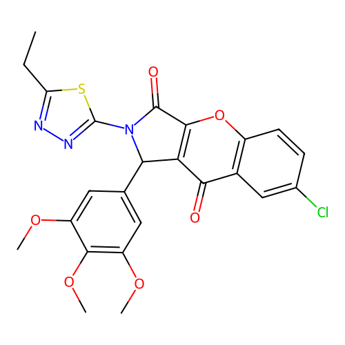 7-chloro-2-(5-ethyl-1,3,4-thiadiazol-2-yl)-1-(3,4,5-trimethoxyphenyl)-1,2-dihydrochromeno[2,3-c]pyrrole-3,9-dione structure