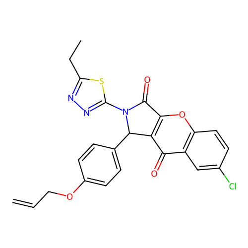 1-(4-(allyloxy)phenyl)-7-chloro-2-(5-ethyl-1,3,4-thiadiazol-2-yl)-1,2-dihydrochromeno[2,3-c]pyrrole-3,9-dione structure