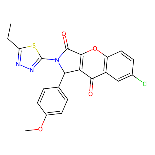 7-chloro-2-(5-ethyl-1,3,4-thiadiazol-2-yl)-1-(4-methoxyphenyl)-1,2-dihydrochromeno[2,3-c]pyrrole-3,9-dione structure