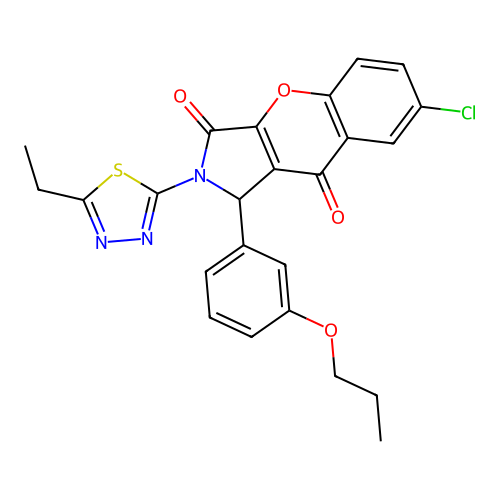 7-chloro-2-(5-ethyl-1,3,4-thiadiazol-2-yl)-1-(3-propoxyphenyl)-1,2-dihydrochromeno[2,3-c]pyrrole-3,9-dione structure