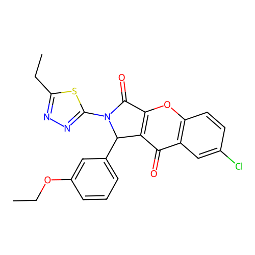 7-chloro-1-(3-ethoxyphenyl)-2-(5-ethyl-1,3,4-thiadiazol-2-yl)-1,2-dihydrochromeno[2,3-c]pyrrole-3,9-dione structure