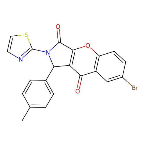 7-bromo-1-(4-methylphenyl)-2-(1,3-thiazol-2-yl)-1,2-dihydrochromeno[2,3-c]pyrrole-3,9-dione structure