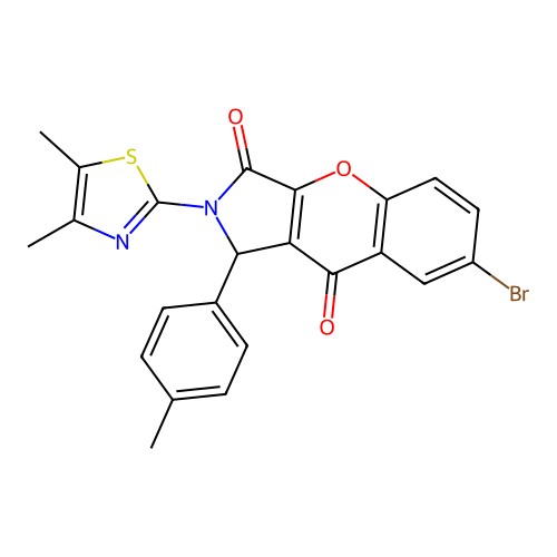 7-bromo-2-(4,5-dimethyl-1,3-thiazol-2-yl)-1-(4-methylphenyl)-1,2-dihydrochromeno[2,3-c]pyrrole-3,9-dione structure