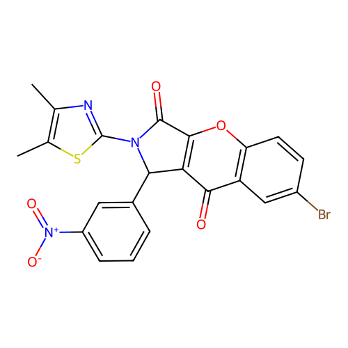 2-(4,5-dimethyl(1,3-thiazol-2-yl))-7-bromo-1-(3-nitrophenyl)chromeno[2,3-c]3-p yrroline-3,9-dione structure
