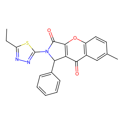 2-(5-ethyl-1,3,4-thiadiazol-2-yl)-7-methyl-1-phenyl-1,2-dihydrochromeno[2,3-c]pyrrole-3,9-dione structure