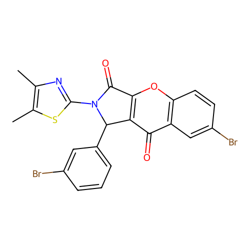 7-bromo-1-(3-bromophenyl)-2-(4,5-dimethyl-1,3-thiazol-2-yl)-1,2-dihydrochromeno[2,3-c]pyrrole-3,9-dione structure