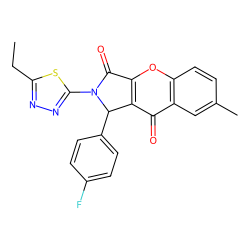 2-(5-ethyl-1,3,4-thiadiazol-2-yl)-1-(4-fluorophenyl)-7-methyl-1,2-dihydrochromeno[2,3-c]pyrrole-3,9-dione structure