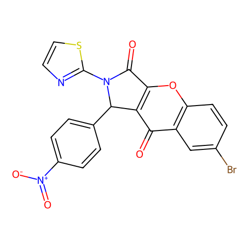 7-bromo-1-(4-nitrophenyl)-2-(1,3-thiazol-2-yl)-1H-chromeno[2,3-c]pyrrole-3,9-dione structure
