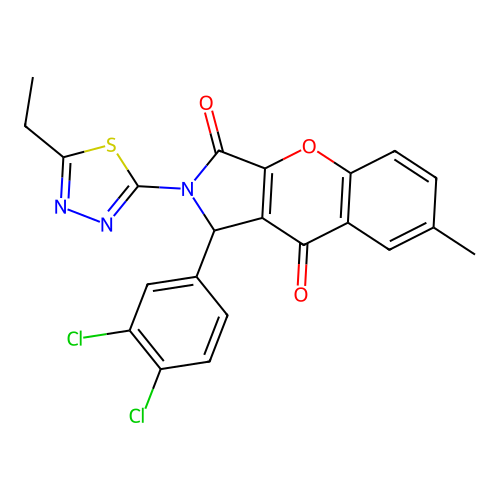 1-(3,4-dichlorophenyl)-2-(5-ethyl-1,3,4-thiadiazol-2-yl)-7-methyl-1,2-dihydrochromeno[2,3-c]pyrrole-3,9-dione structure