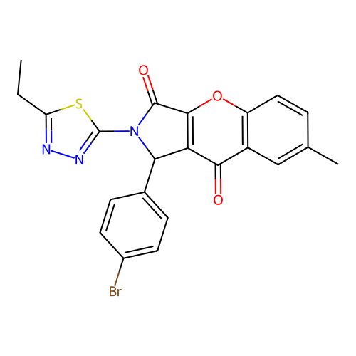 1-(4-bromophenyl)-2-(5-ethyl-1,3,4-thiadiazol-2-yl)-7-methyl-1,2-dihydrochromeno[2,3-c]pyrrole-3,9-dione structure
