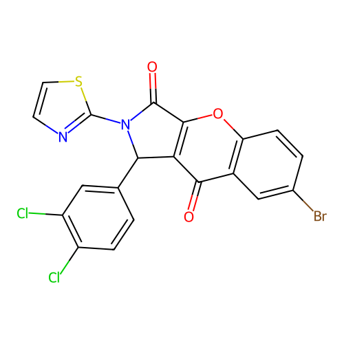 7-bromo-1-(3,4-dichlorophenyl)-2-(1,3-thiazol-2-yl)-1,2-dihydrochromeno[2,3-c]pyrrole-3,9-dione structure