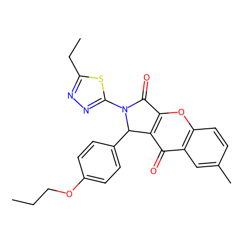 2-(5-ethyl-1,3,4-thiadiazol-2-yl)-7-methyl-1-(4-propoxyphenyl)-1,2-dihydrochromeno[2,3-c]pyrrole-3,9-dione structure