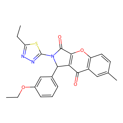 1-(3-ethoxyphenyl)-2-(5-ethyl-1,3,4-thiadiazol-2-yl)-7-methyl-1,2-dihydrochromeno[2,3-c]pyrrole-3,9-dione structure