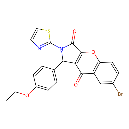 7-bromo-1-(4-ethoxyphenyl)-2-(1,3-thiazol-2-yl)-1,2-dihydrochromeno[2,3-c]pyrrole-3,9-dione structure
