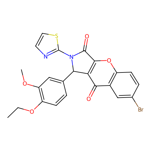 7-bromo-1-(4-ethoxy-3-methoxyphenyl)-2-(1,3-thiazol-2-yl)-1,2-dihydrochromeno[2,3-c]pyrrole-3,9-dione structure