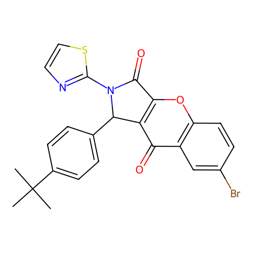 7-bromo-1-(4-tert-butylphenyl)-2-(1,3-thiazol-2-yl)-1,2-dihydrochromeno[2,3-c]pyrrole-3,9-dione structure