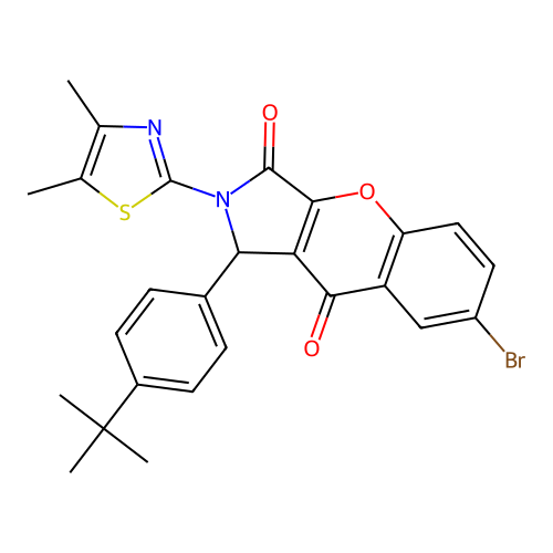 7-bromo-1-(4-(tert-butyl)phenyl)-2-(4,5-dimethylthiazol-2-yl)-1,2-dihydrochromeno[2,3-c]pyrrole-3,9-dione structure