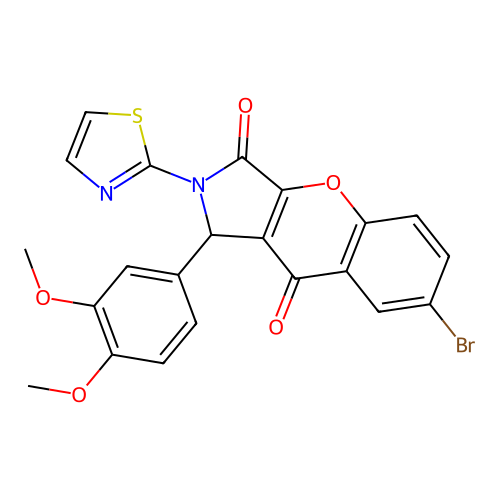 7-bromo-1-(3,4-dimethoxyphenyl)-2-(1,3-thiazol-2-yl)-1,2-dihydrochromeno[2,3-c]pyrrole-3,9-dione structure