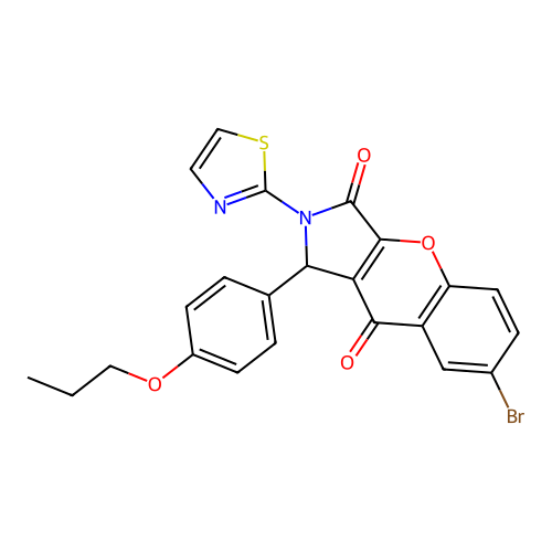 7-bromo-1-(4-propoxyphenyl)-2-(1,3-thiazol-2-yl)-1H-chromeno[2,3-c]pyrrole-3,9-dione structure