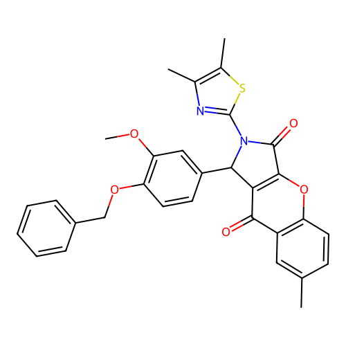 1-[4-(benzyloxy)-3-methoxyphenyl]-2-(4,5-dimethyl-1,3-thiazol-2-yl)-7-methyl-1,2-dihydrochromeno[2,3-c]pyrrole-3,9-dione structure