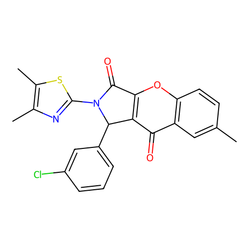 1-(3-chlorophenyl)-2-(4,5-dimethyl-1,3-thiazol-2-yl)-7-methyl-1,2-dihydrochromeno[2,3-c]pyrrole-3,9-dione structure