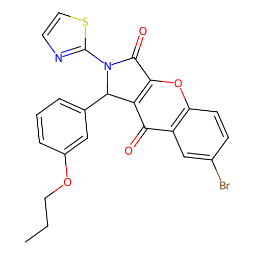 7-bromo-1-(3-propoxyphenyl)-2-(1,3-thiazol-2-yl)-1,2-dihydrochromeno[2,3-c]pyrrole-3,9-dione structure